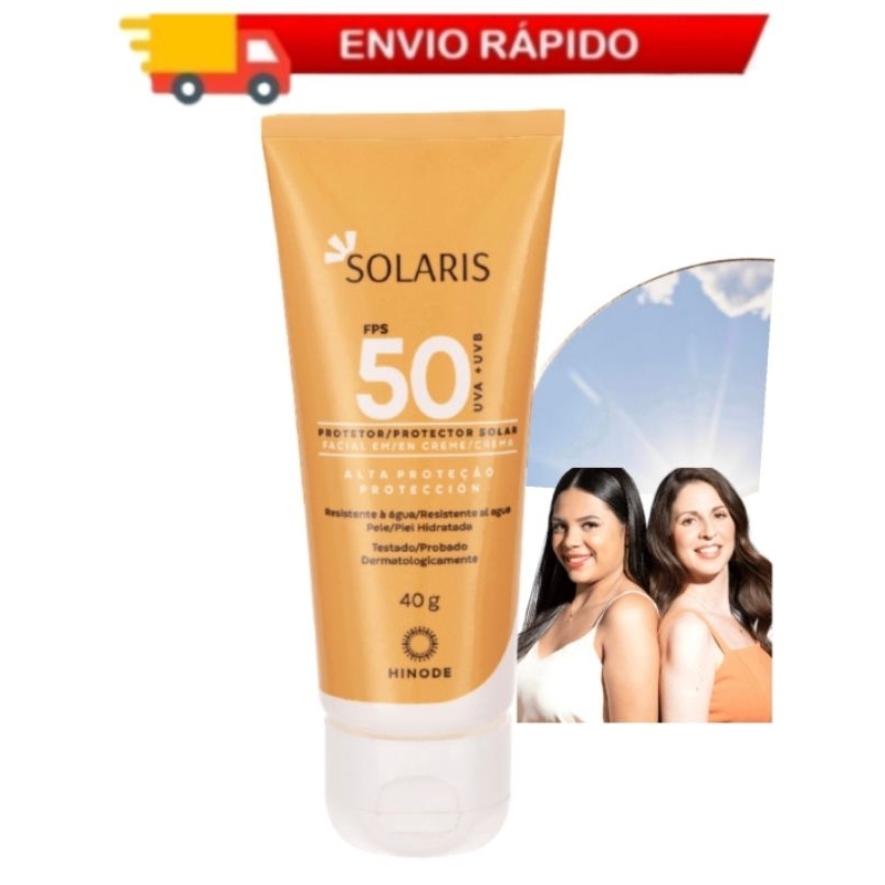 Protetor Solar Facial FPS 50 Solaris 40g Hinode - Resistente a Água