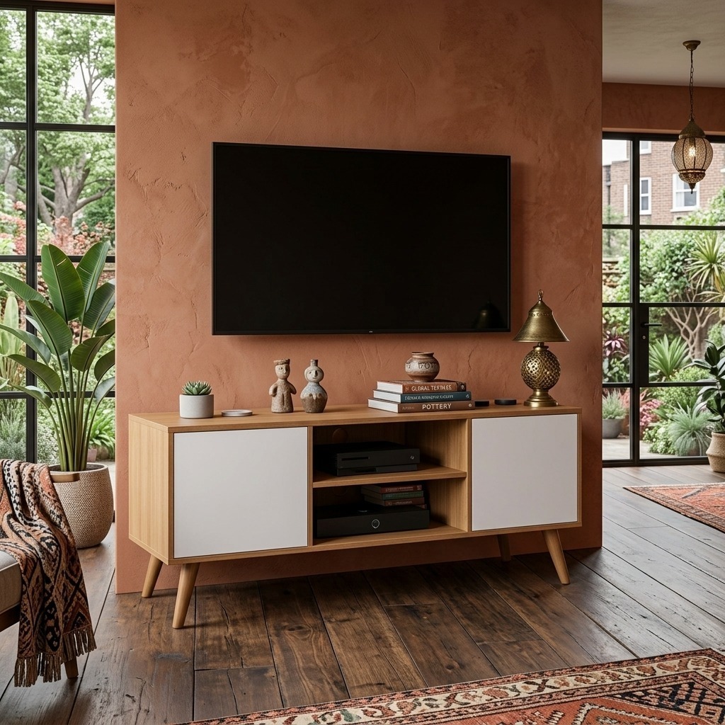 Rack Venus 120cm Retrô com Nichos e Portas para Sala de Estar em Oferta na Shopee