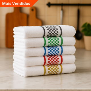 Kit 10 / 05 Panos de Prato Jacquard 45x70 Atoalhado Toalha Copa Premium 100% Algodão Super Luxo em Oferta na Shopee