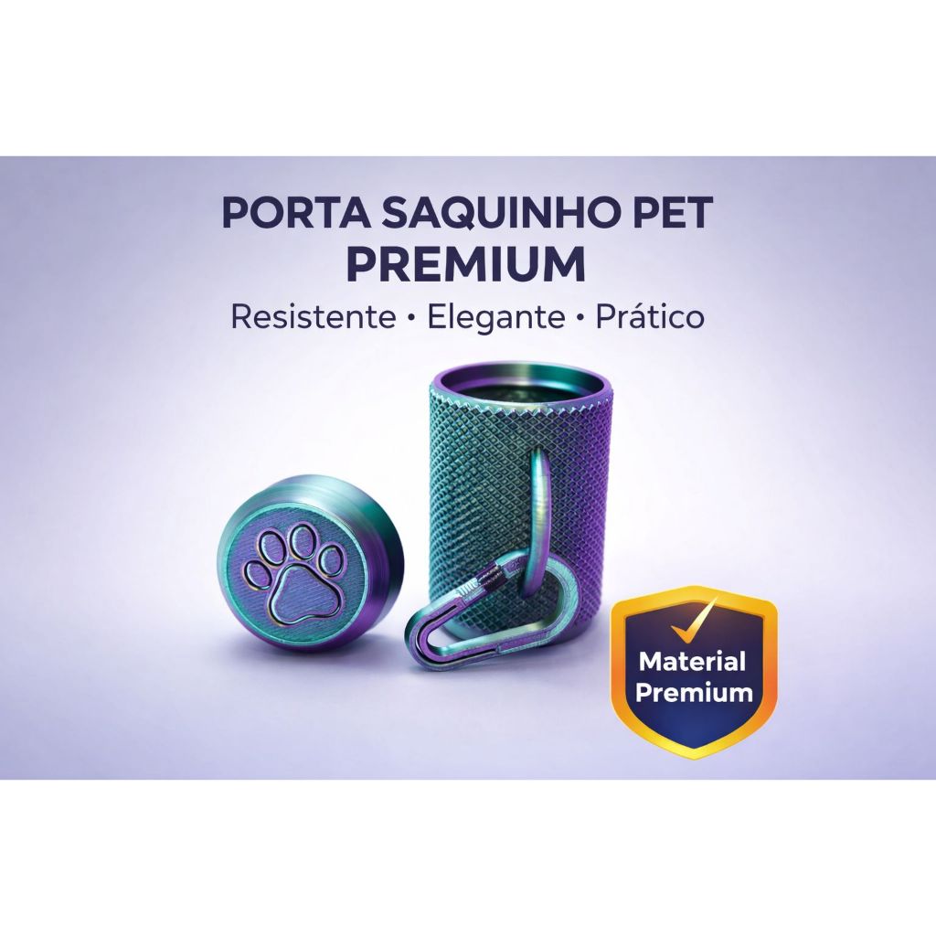 Porta Saquinho Premium Para Cachorro Com Mosquetão Resistente