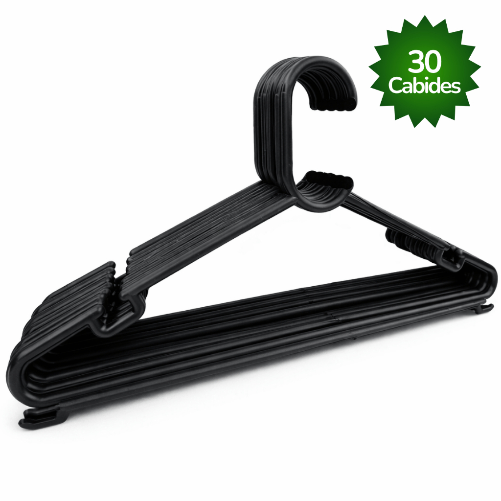 Kit 30 Unidades Cabide Redondo Resistente Preto