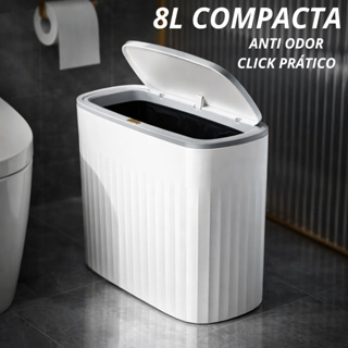 Lixeira 8L/13L Tampa Click Pressão Anti Odor Banheiro Cozinha Compacta Silenciosa em Oferta na Shopee