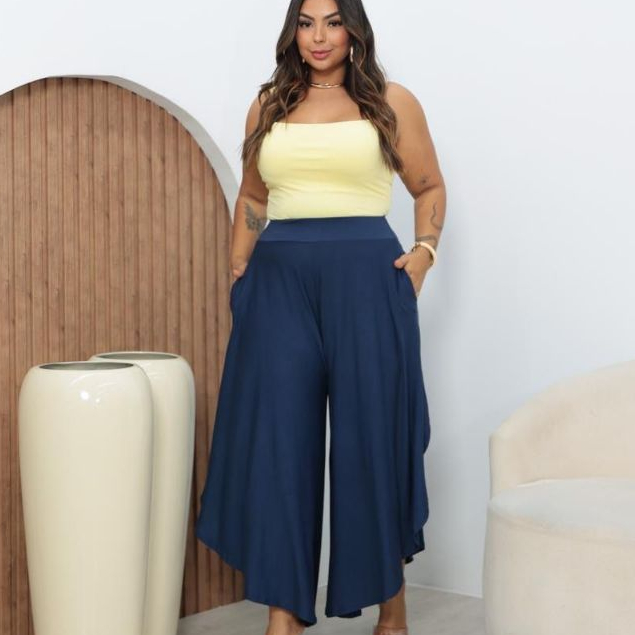 Calça Feminina Godê Calça Saia com Bolsos Viscolycra Soltinha Tamanho Único (38 ao 52)