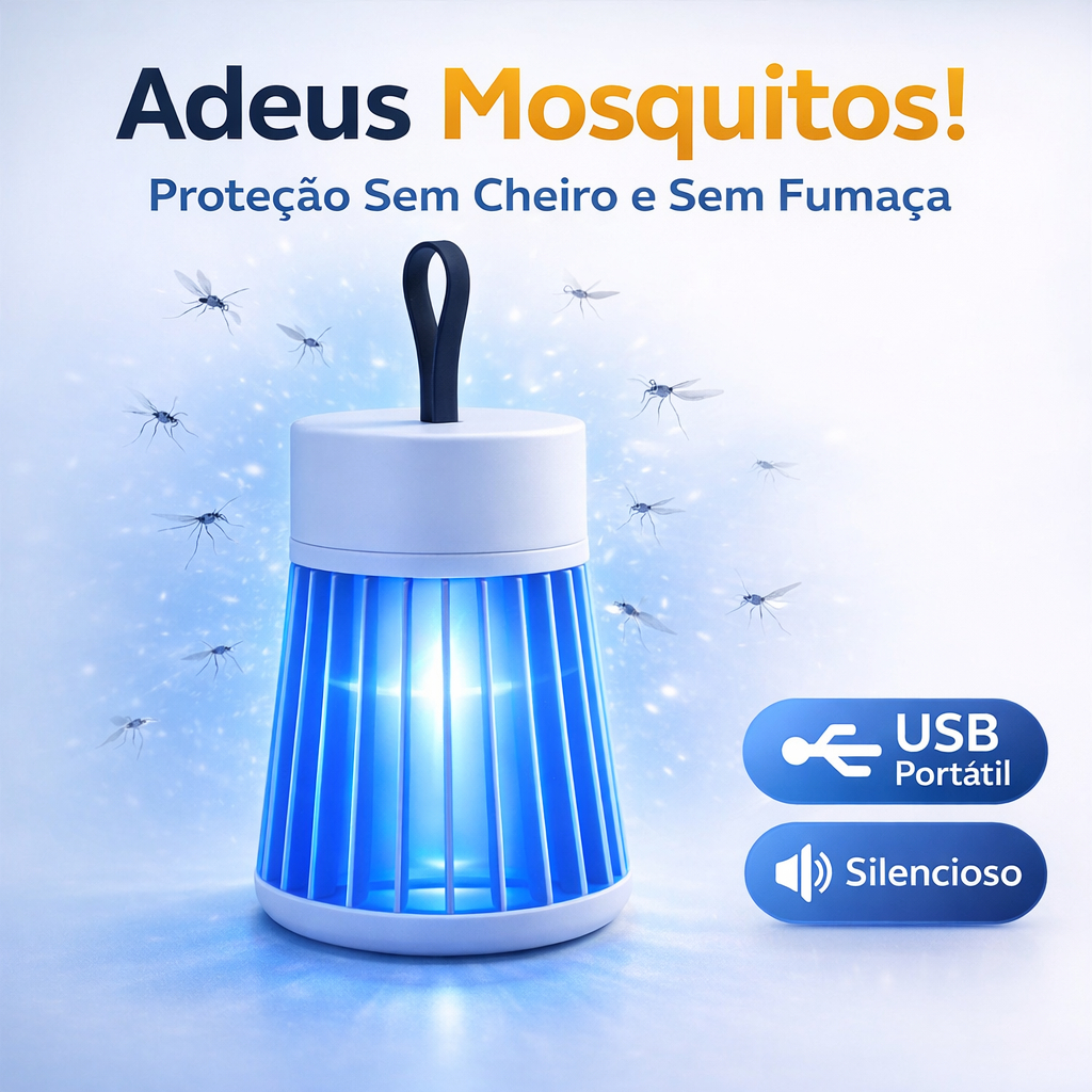 Luminária Mata Mosquito USB Repelente Elétrico Portátil Silencioso Anti Insetos