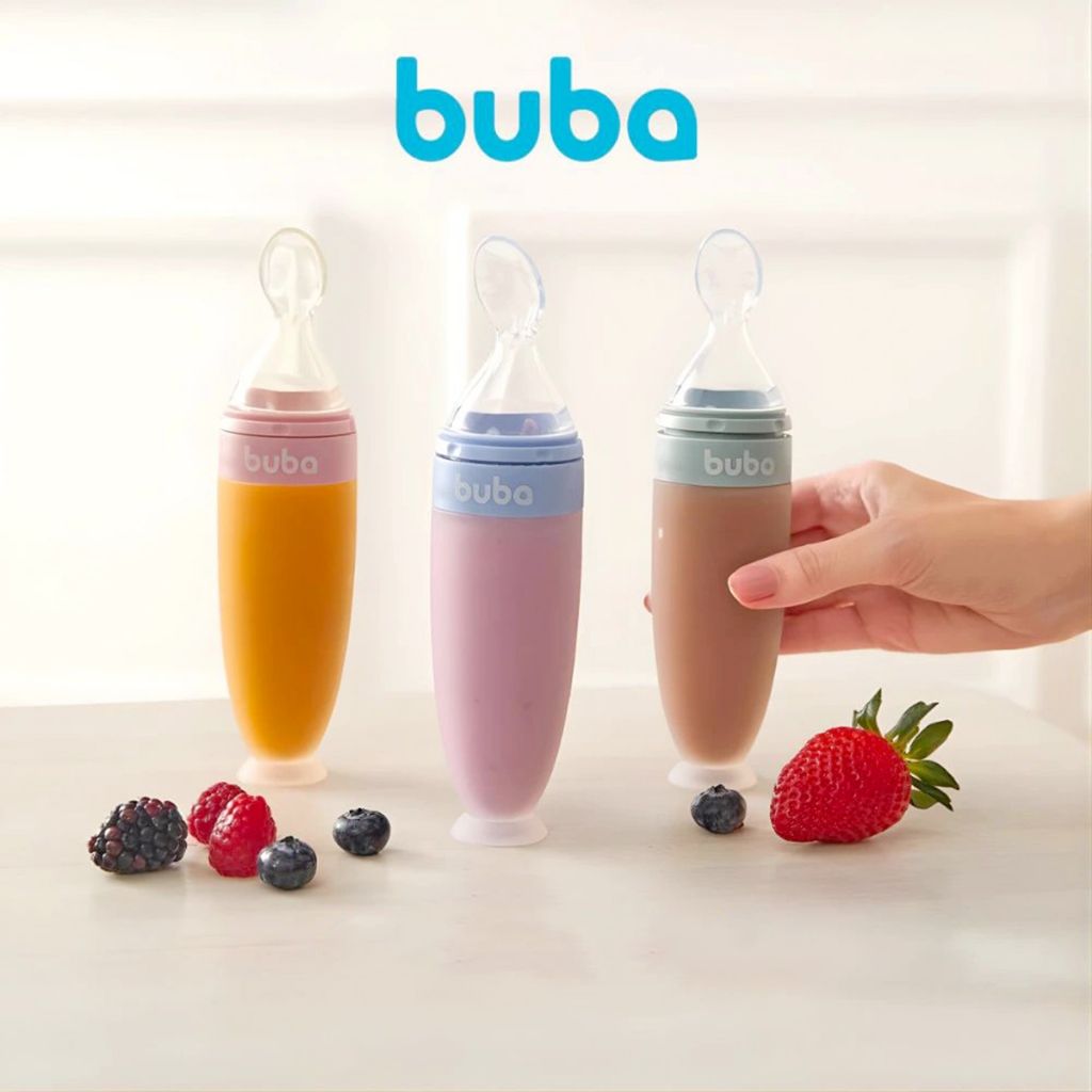 Colher Dosadora Em Silicone Com Ventosa Alimentação Infantil Bebe Buba