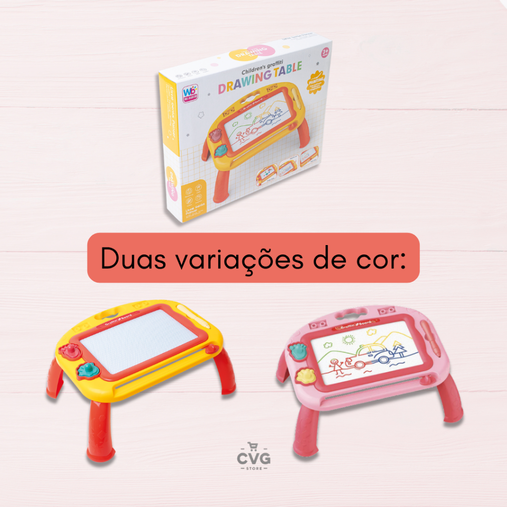 Brinquedo Educativo Mesa e Lousa de Desenho Colorida Magnética