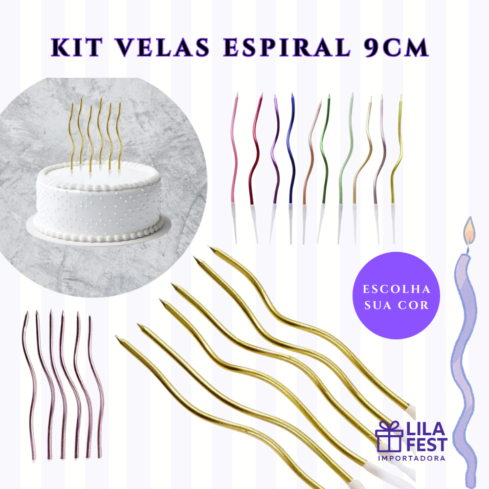 6-60 Unid Vela Espiral 15cm Curva Palito Retorcida Decoração Bolo Parabéns Aniversário Parafina