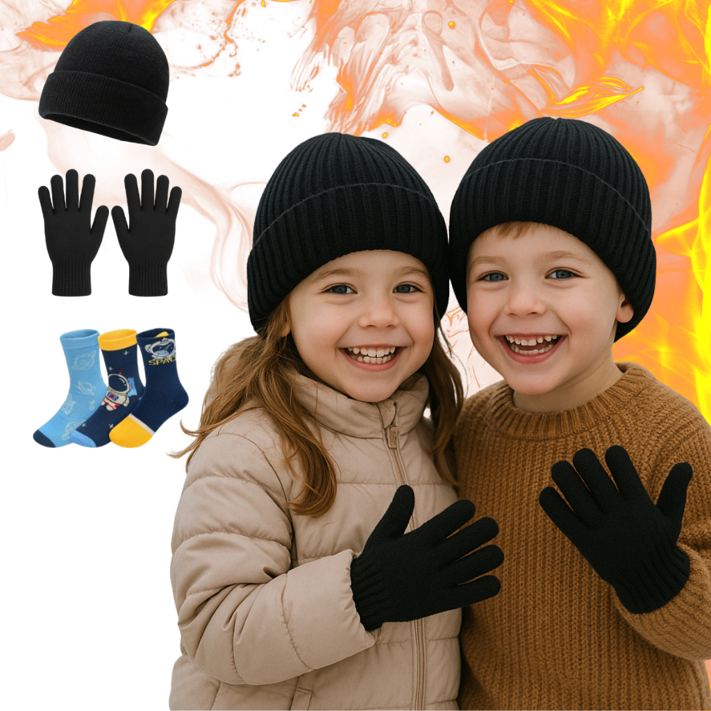 Kit Inverno Infantil Touca Luva e Meia Cano Alto Para Frio Menino e Menina Confortável em Oferta na Shopee