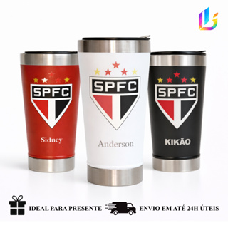 Copo Térmico inox 473ml Personalizado time São Paulo - Presente Torcedor/Futebol em Oferta na Shopee