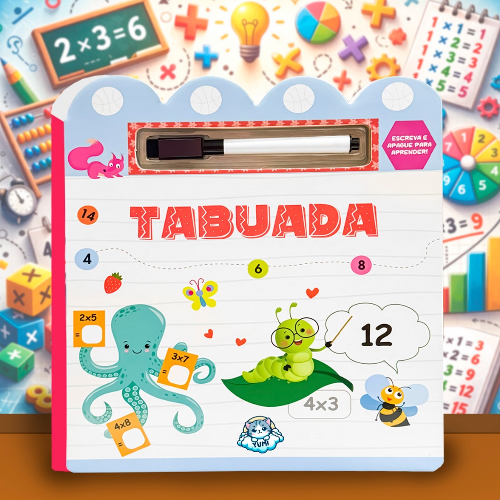 Livro Escolar Caneta Mágica - Tabuada Matemática Exercícios Atividades