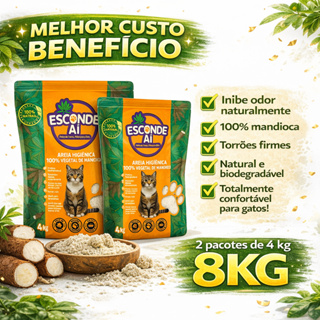 Kit 2 Areias P/ Gato Biodegradavel Esconde Ai 4kg Mandioca em Oferta na Shopee