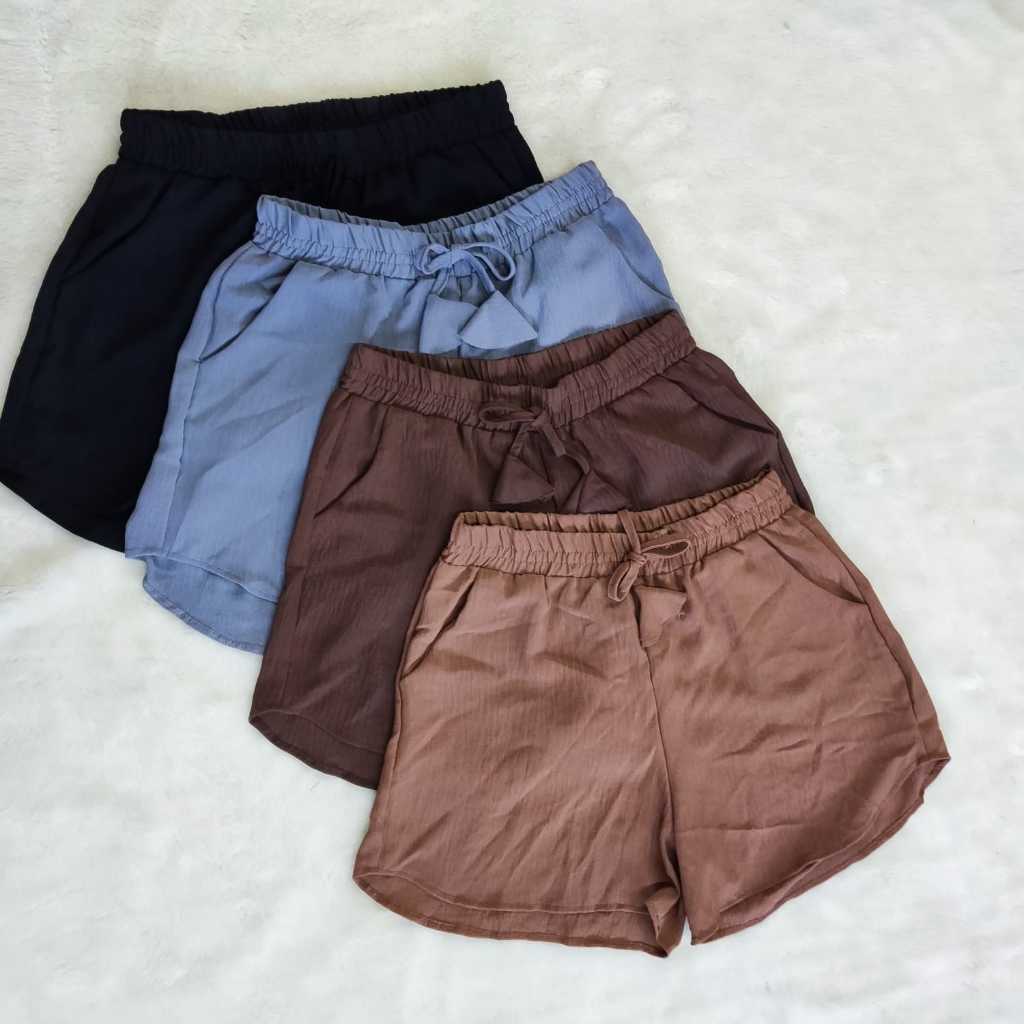 Short feminino soltinho Cintura alta com elastico e bolsos nas laterais