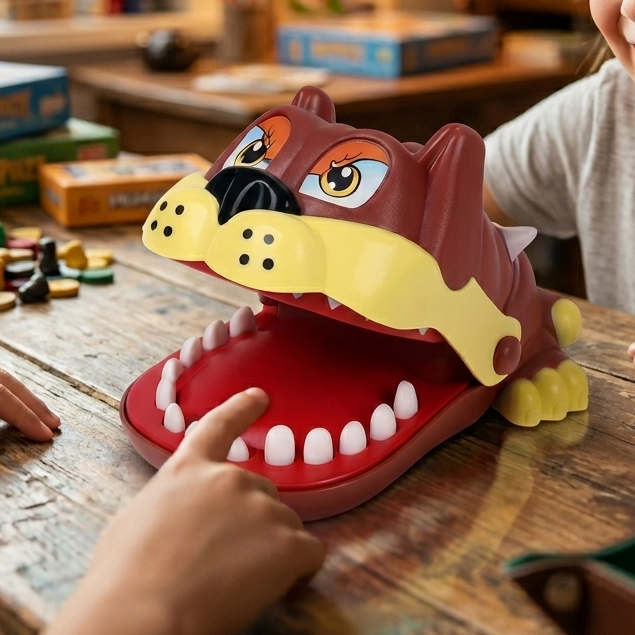 Brinquedo Cachorro Morde Dedo Dentista Infantil Cachorrinho Interativo Dente Boca Brincadeira Jogo Criança Susto Surpres