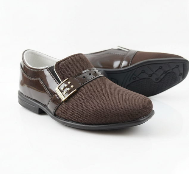 Sapato Social Masculino Infantil Leve Confortavel Elegante Café