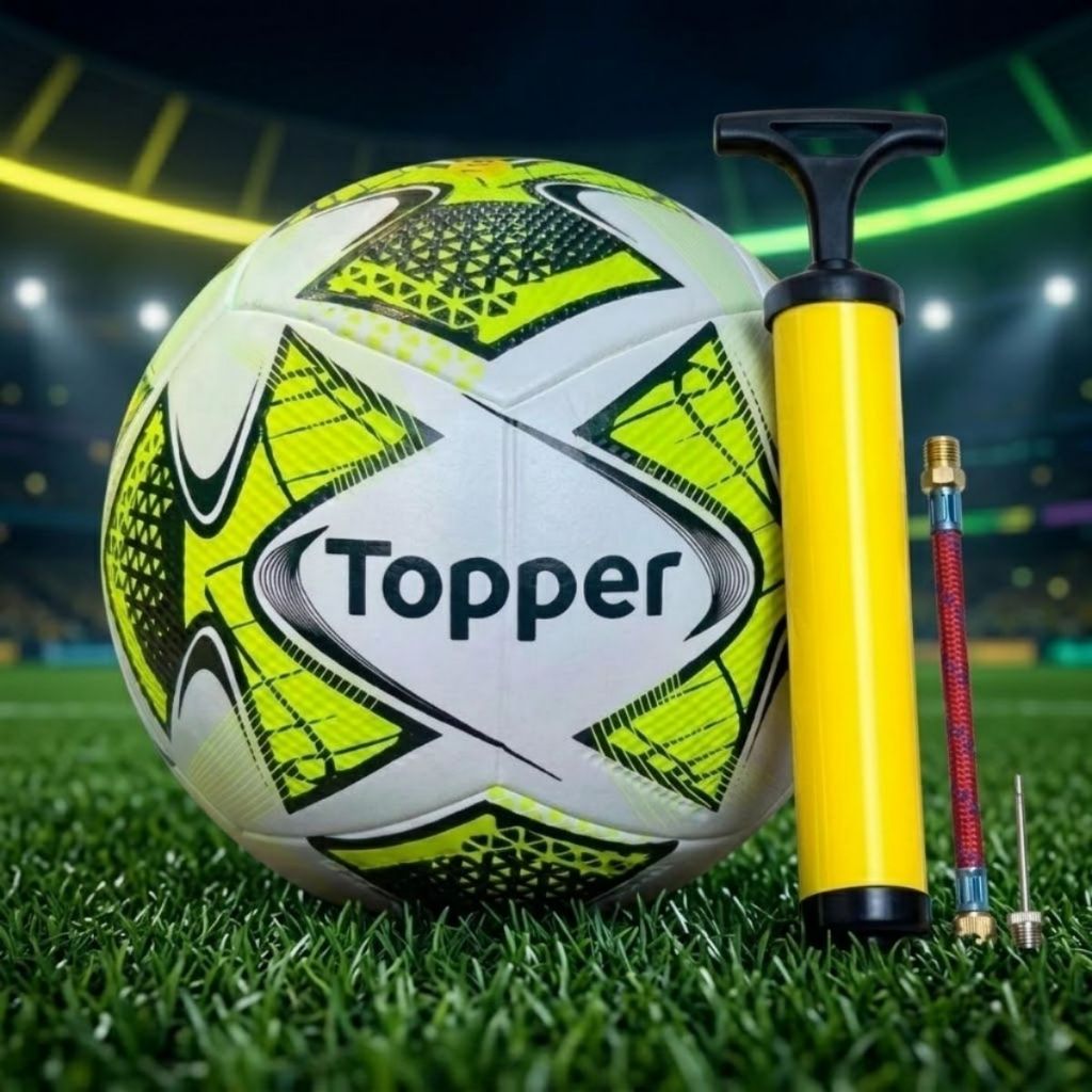 Bola Topper Slick 22 Society Costurada Amarela + Bomba de Ar