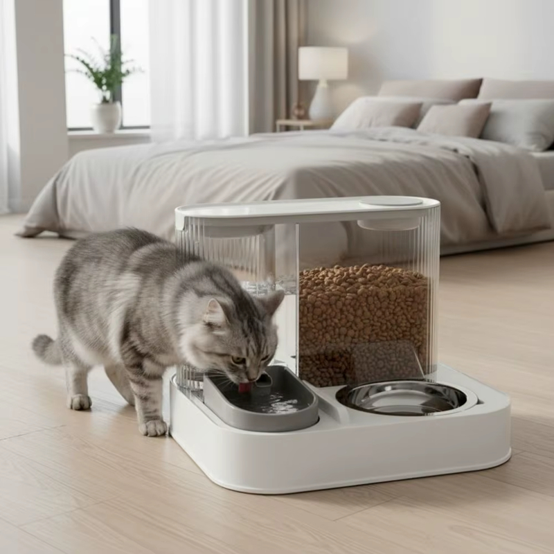 Fonte com Comedouro Automático Agua e Ração para Gatos e Cães Pequenos