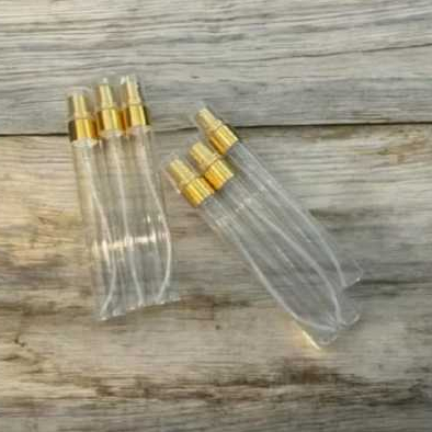 Kit  Flaconete Vidro Com Válvula Spray Cromada Dourada tampa transparente Amostra De Perfumes Decantes 10ml em Oferta na Shopee