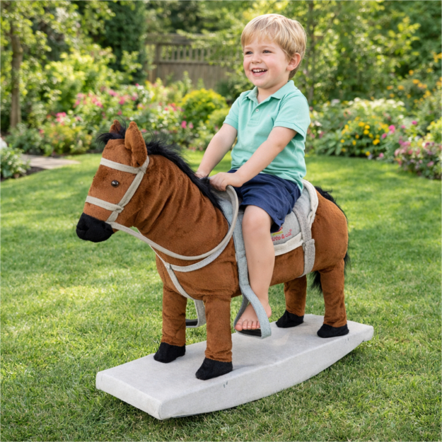 Cavalinho Pop 70cm Balanço Brinquedo Flexível Pelúcia Madeira