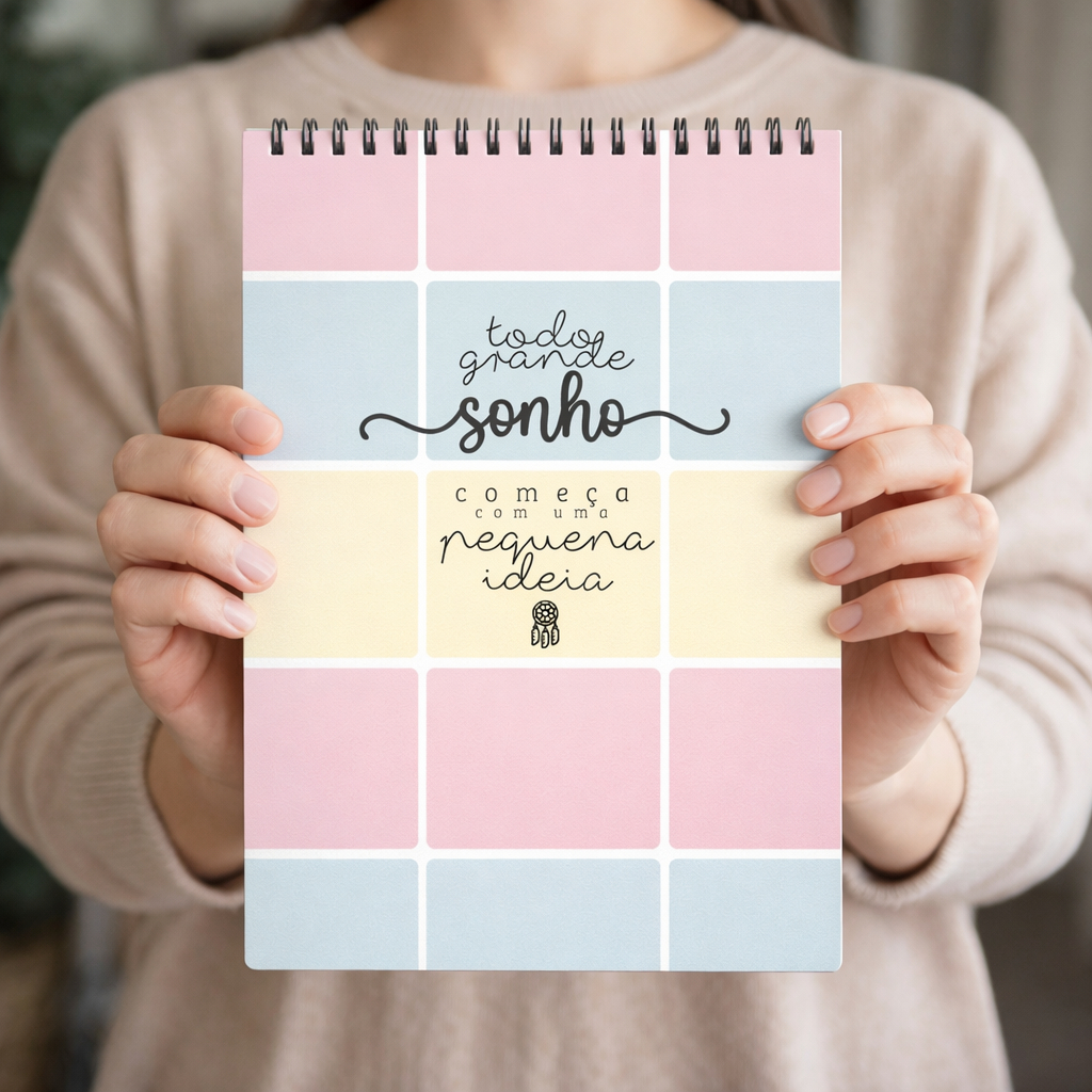 Bloco de Notas Pautado Frase Todo Grande Sonho Começa com uma pequena ideia - A5 Capa Dura