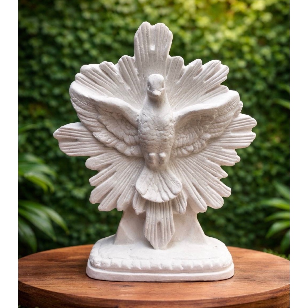 Imagem Divino Espírito Santo Branca Decorativa em Gesso – Símbolo de Paz e Proteção