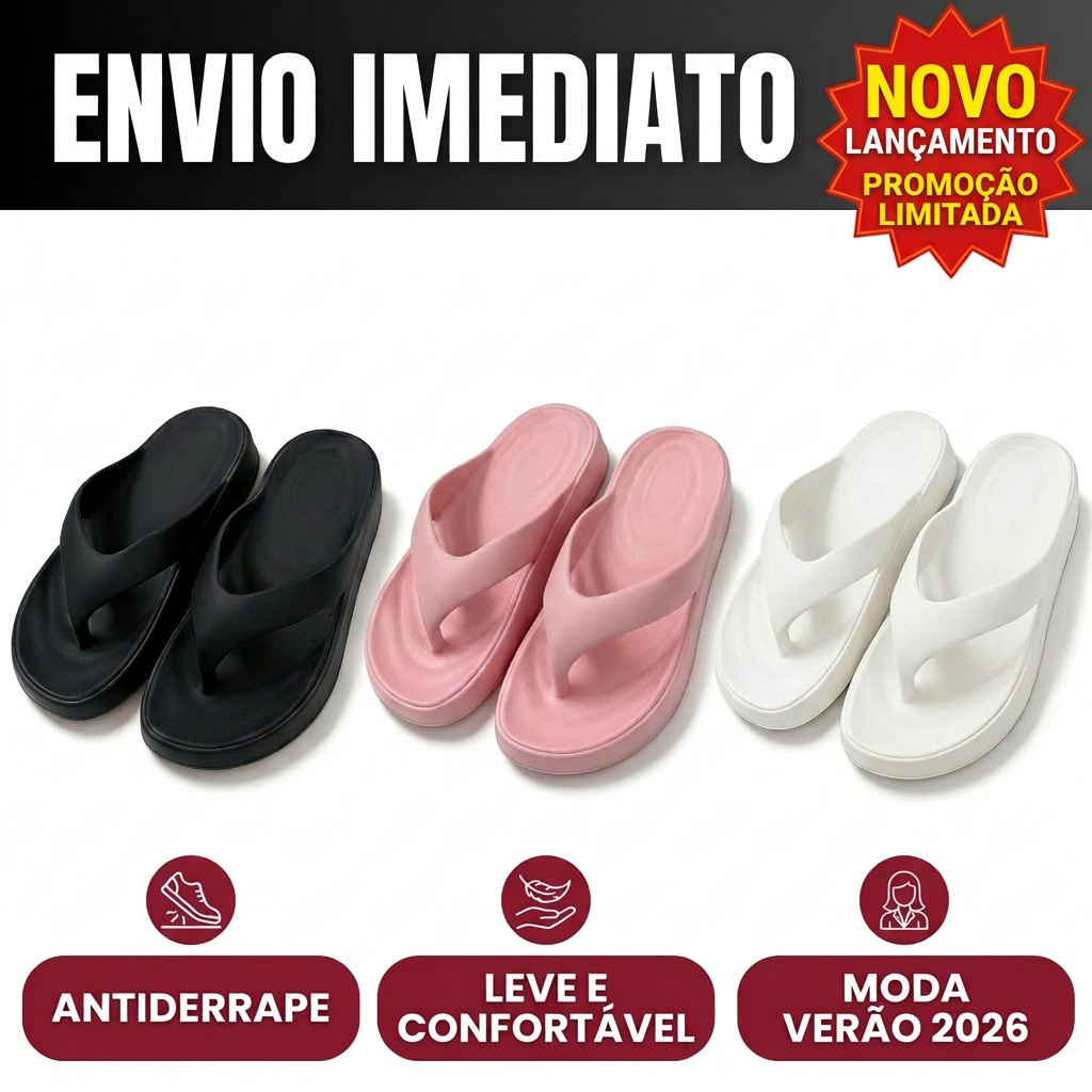 Chinelo EVA Feminino Super Macio - Amortecimento para Caminhadas e Uso Diário, Sola Anatômica