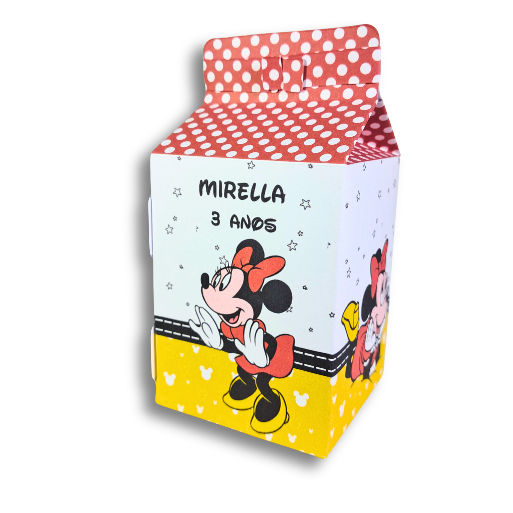 20 Caixinhas Milk Minnie Mouse personalizadas para  festa de aniversário - lembrancinha festa