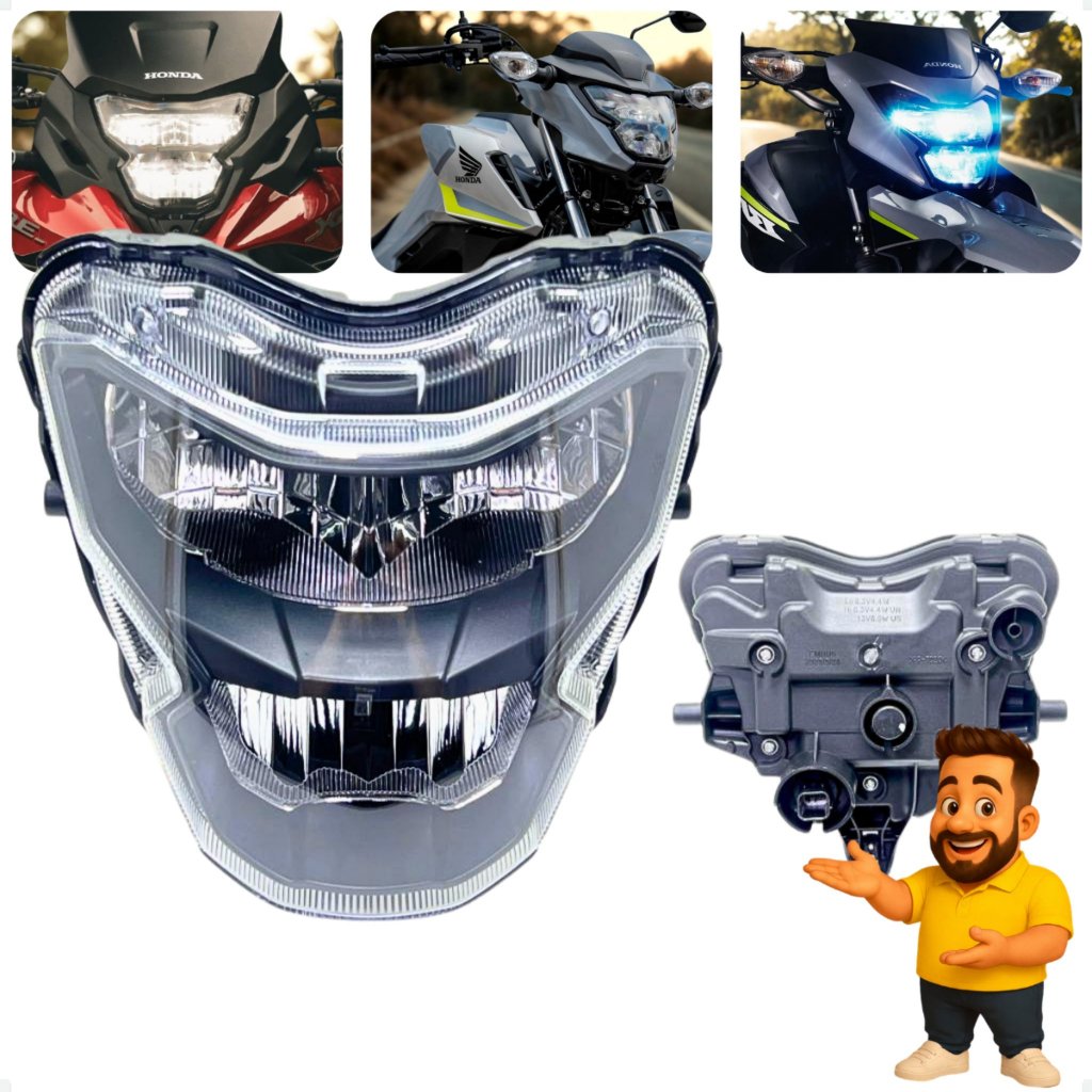 Farol Led Compatível Honda Titan 160 Fan 160 Start 160 Cargo 160 Xre 190 Nxr 160 Bros Ano 2025 2026