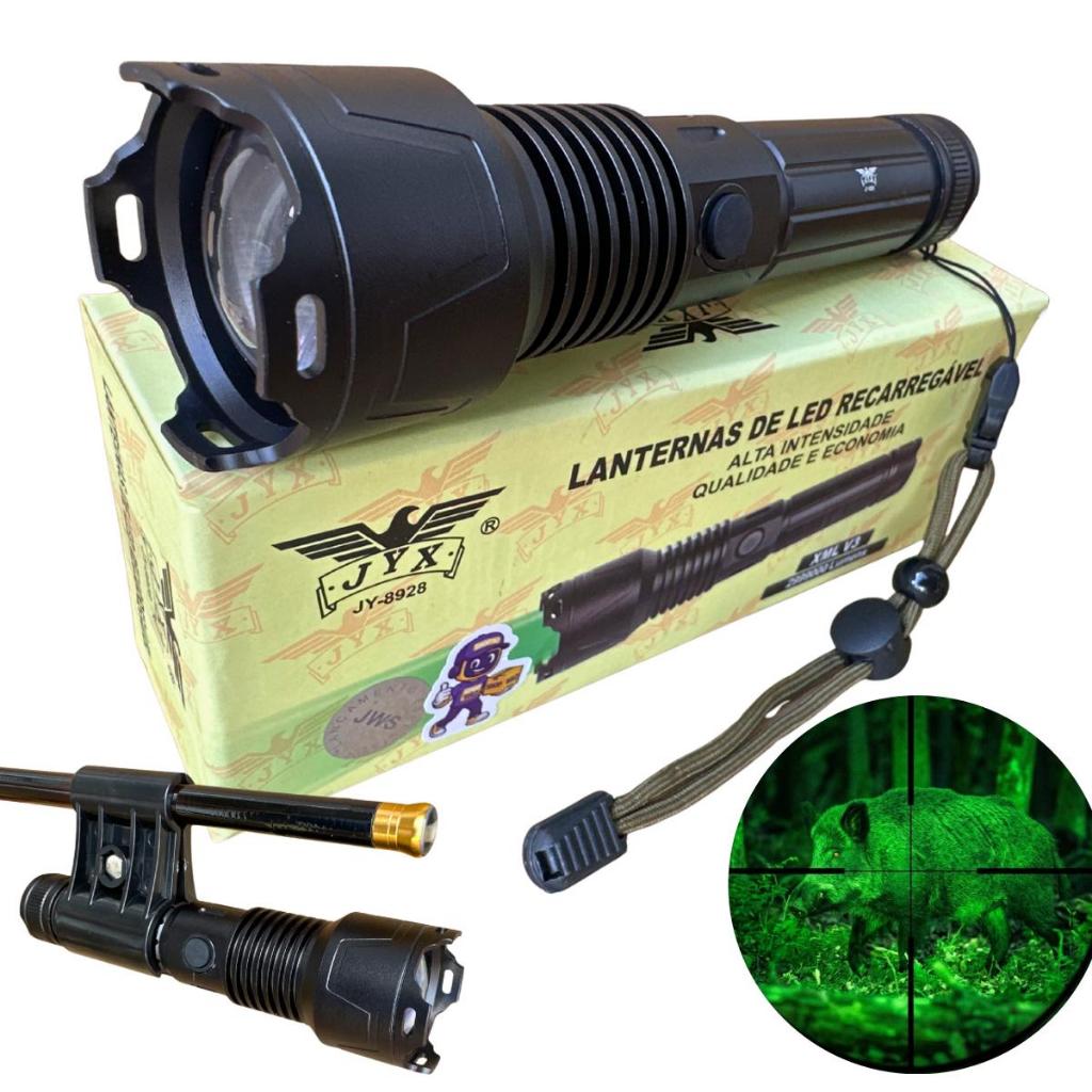 Lanterna Tática Led V3 Verde Foco Fechado Caça Javali + Suporte Universal Jyx JY-8928