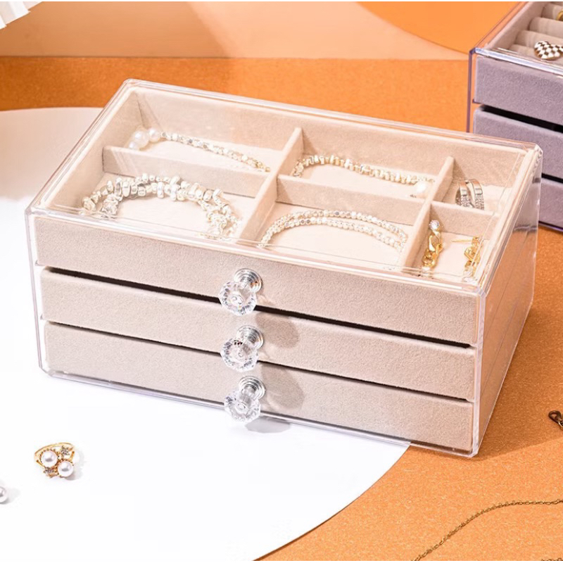 Porta Joia Acrílico Luxo com 3 Camadas- Brinco/ Anel/ Colar/ Pulseira caixa de joias de camada única