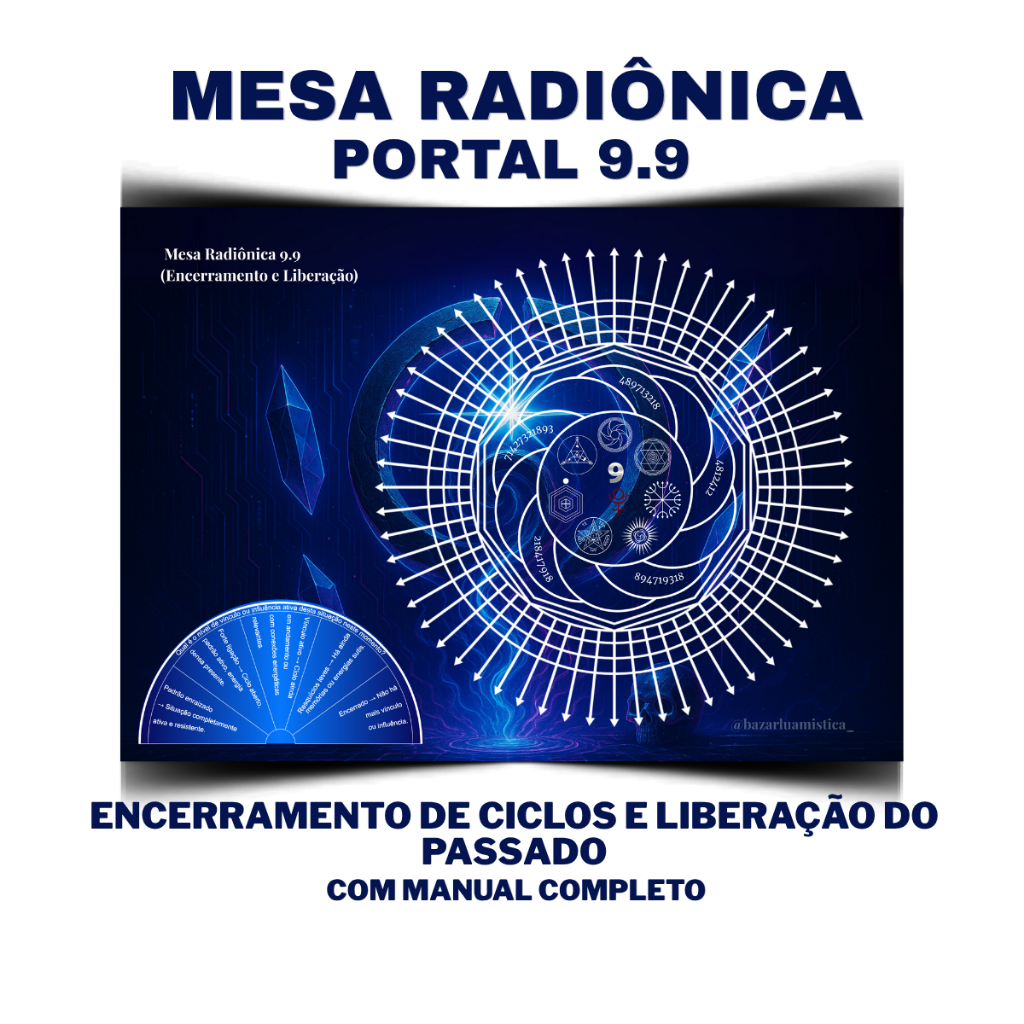 Mesa Radiônica Portal 9.9 Impressa A3 para Práticas Espirituais e Uso Intuitivo | Tema Ciclos + com Manual