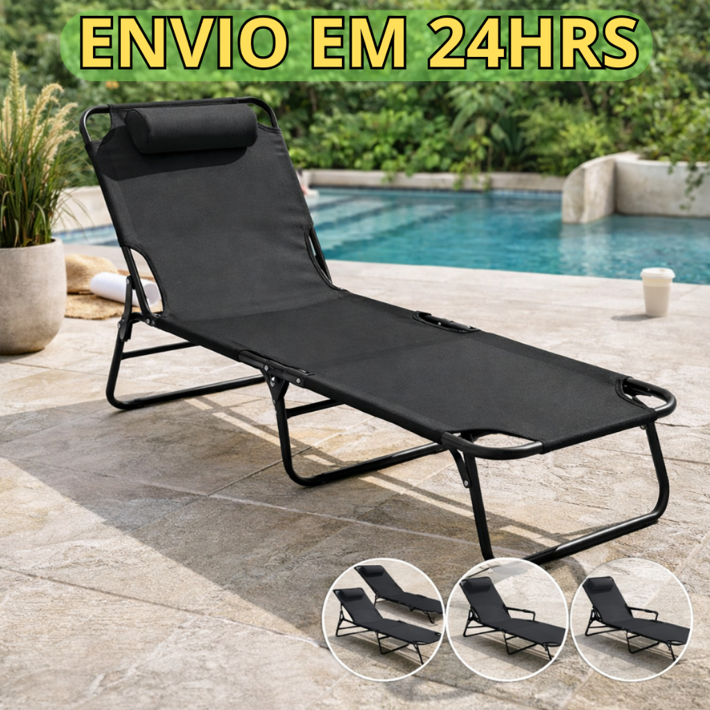 Cadeira Espreguiçadeira Reclinável Piscina Dobrável Praia Jardim 120kg