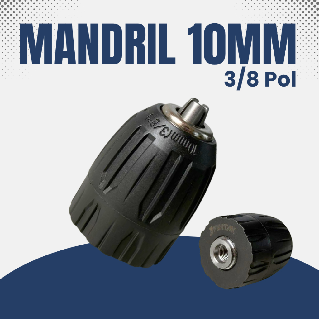 Mandril 10mm Manual De Aperto Rápido Rosca 3/8 Para Furadeira Manual e Parafusadeira a Bateria