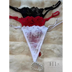 Calcinha Tailandesa pérola lingerie tule bordado
