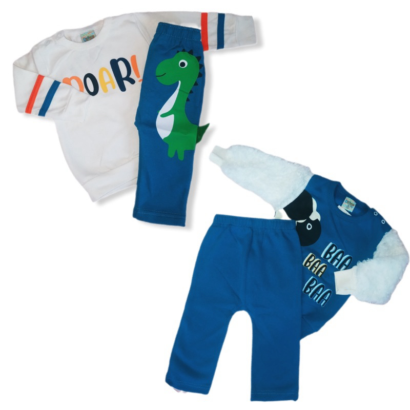 Conjunto moletom bebê menino outono/inverno flanelado sortido