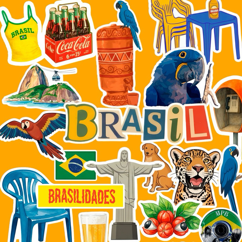 46 Adesivos Brasilidades Sticker Brasil Vinil à Prova D'Água – Stickers Brasil para Kindle Caderno Garrafinha em Oferta na Shopee