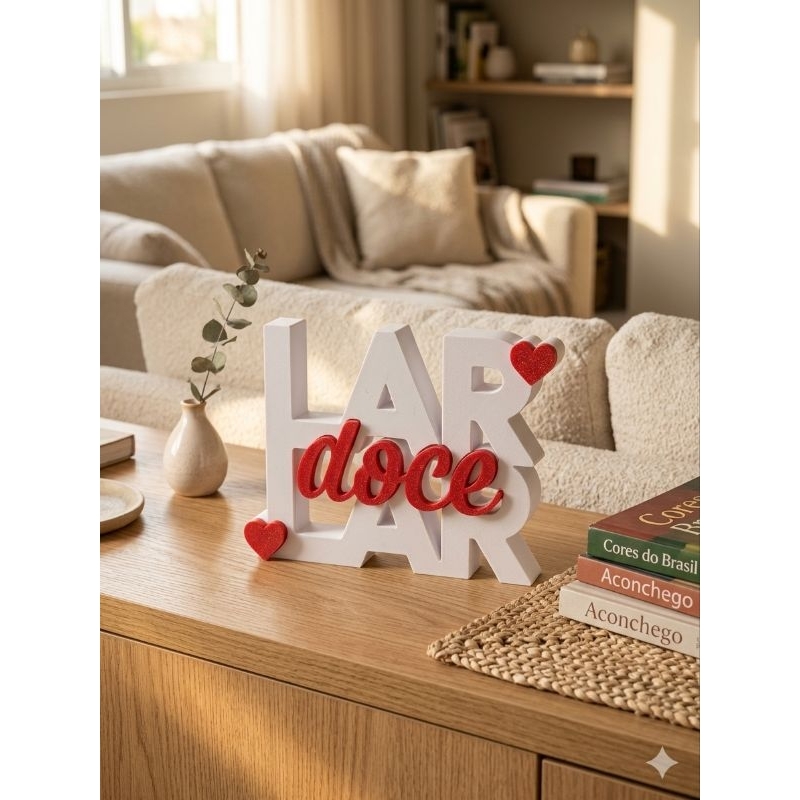 Letreiro Decorativo Lar Doce Lar – Decoração para Sala, Quarto ou Entrada da Casa