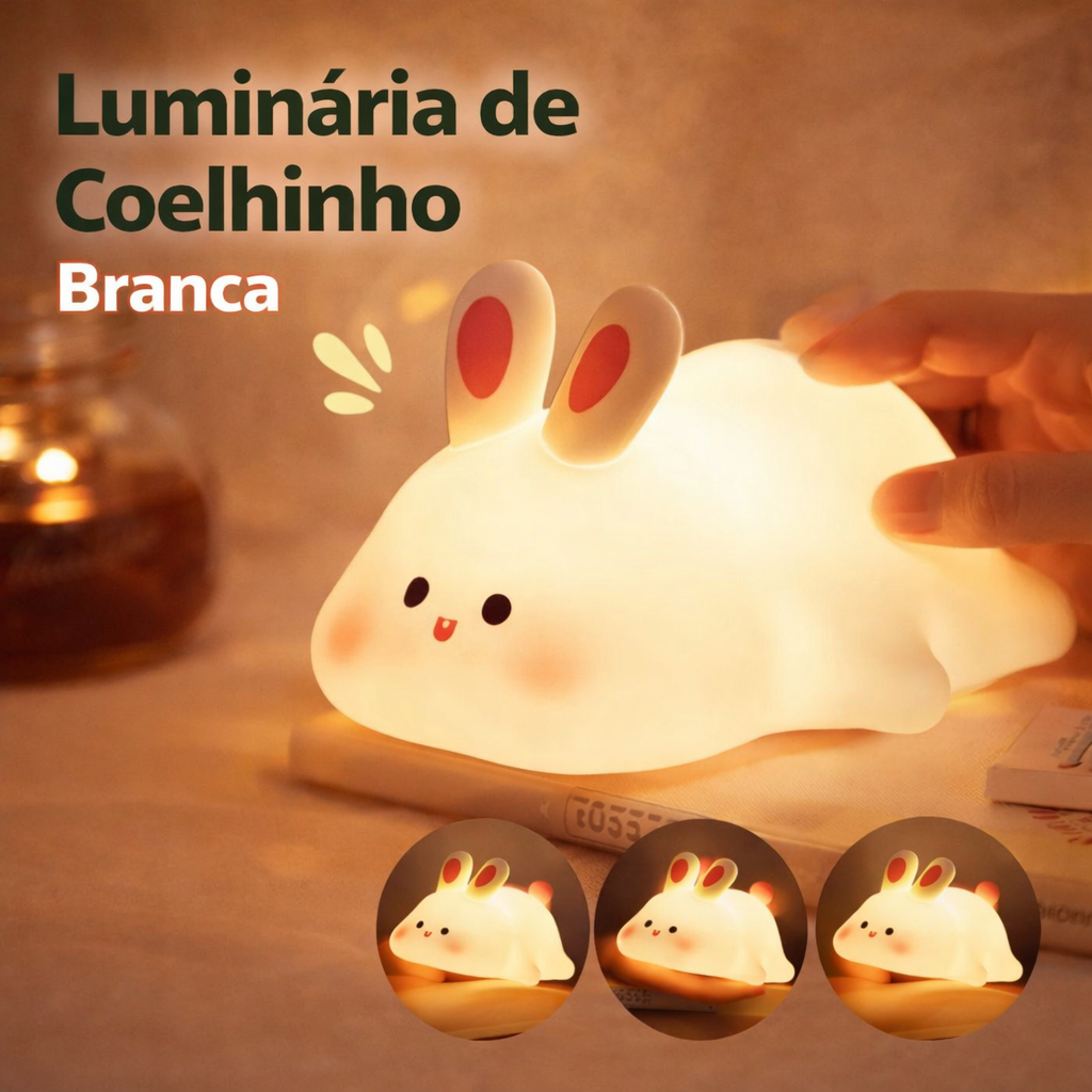 Imagem Luminária de Coelhinho LED Branca – Luz Noturna Fofa e Relaxante