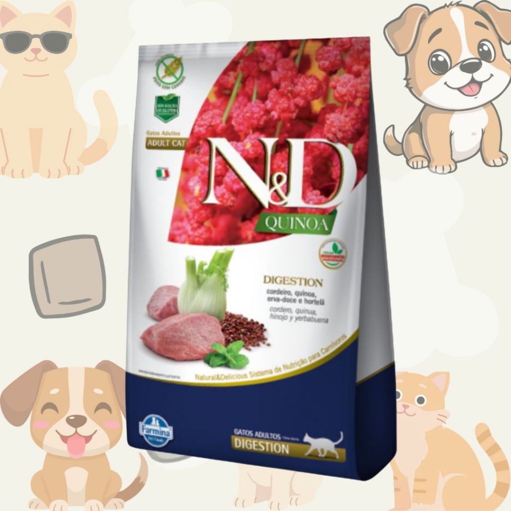 Ração P/Gatos Adultos N&D Sabor Quinoa Digestion Cordeiro 7,5kg