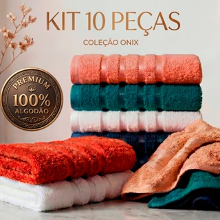Kit 10pçs Toalha de Rosto 100% Algodão 45x70cm 381g/m² Coleção Onix em Oferta na Shopee
