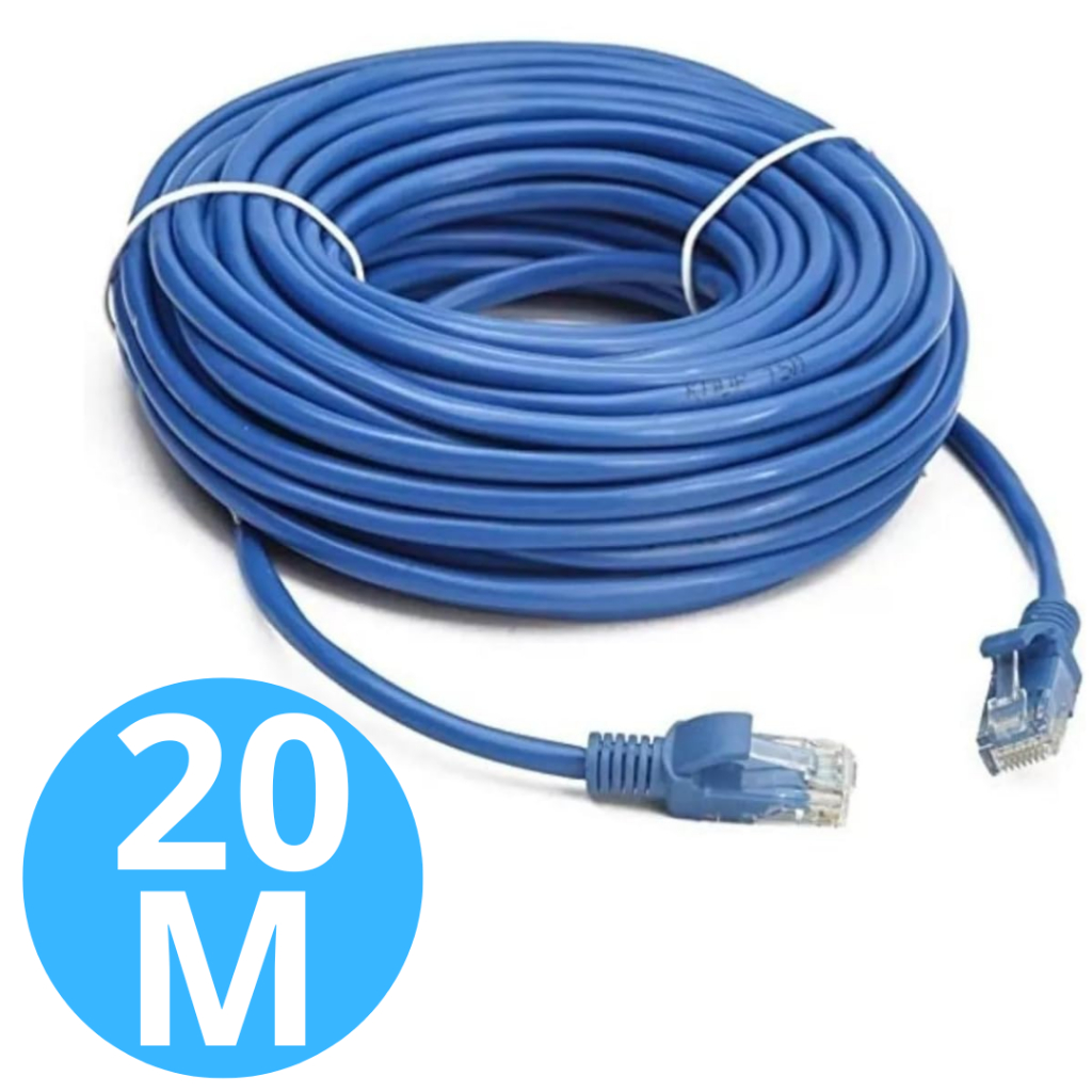 Cabo de Rede Cat6 Gigabit 20 Metros 100/1000 Mbps Lan Rj45 Internet Modem Roteador PC Notebook