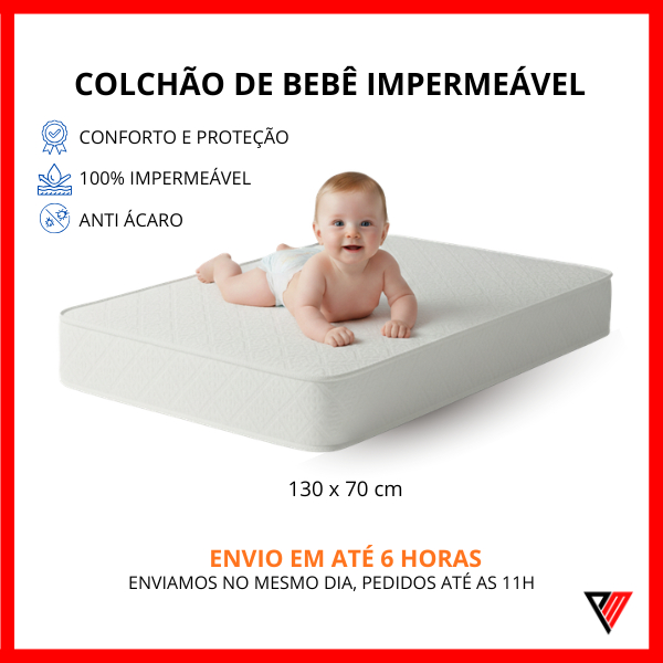 Colchão Berço Americano 130x70 D18 Impermeável Antialérgico Bebê Infantil