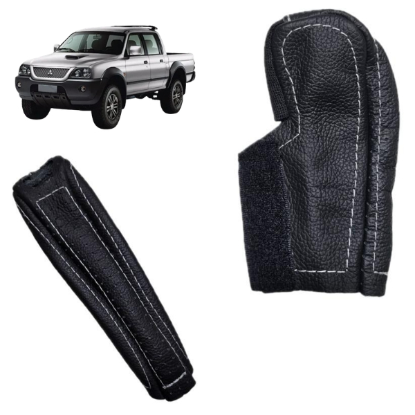 Capas Couro manopla câmbio manual e freio de mão Mitsubishi L200 Outdoor 2005 à 2012
