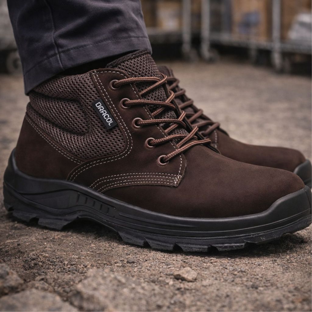 Bota Botina Bracol Couro Nobuck 4018BAFN1600LL Bico Composite Marrom Escuro para Segurança Trabalho CA 42169