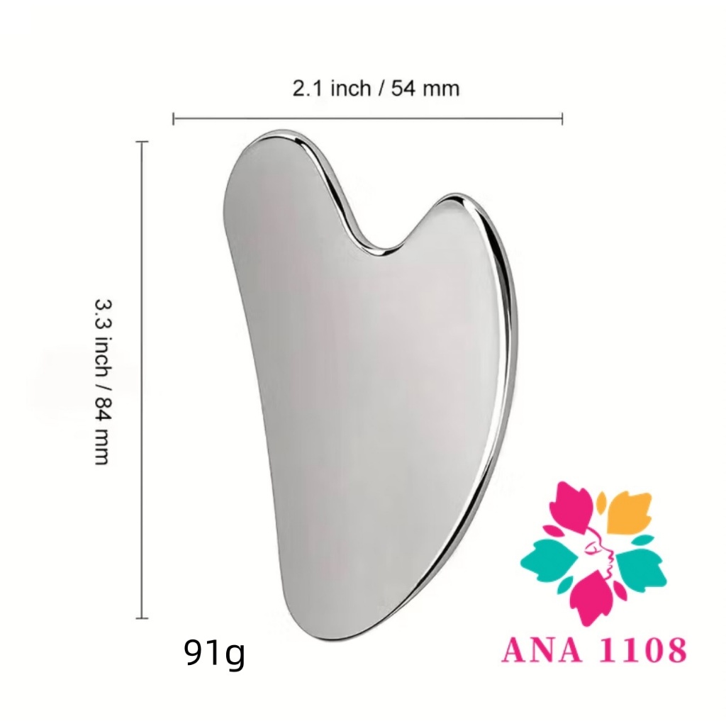 ANA 1108 Massageador Facial e Corporal Aço Inox Gua Sha Raspagem Skincare Rosto Relaxamento SPA Lifting Facial-Rosa Glam