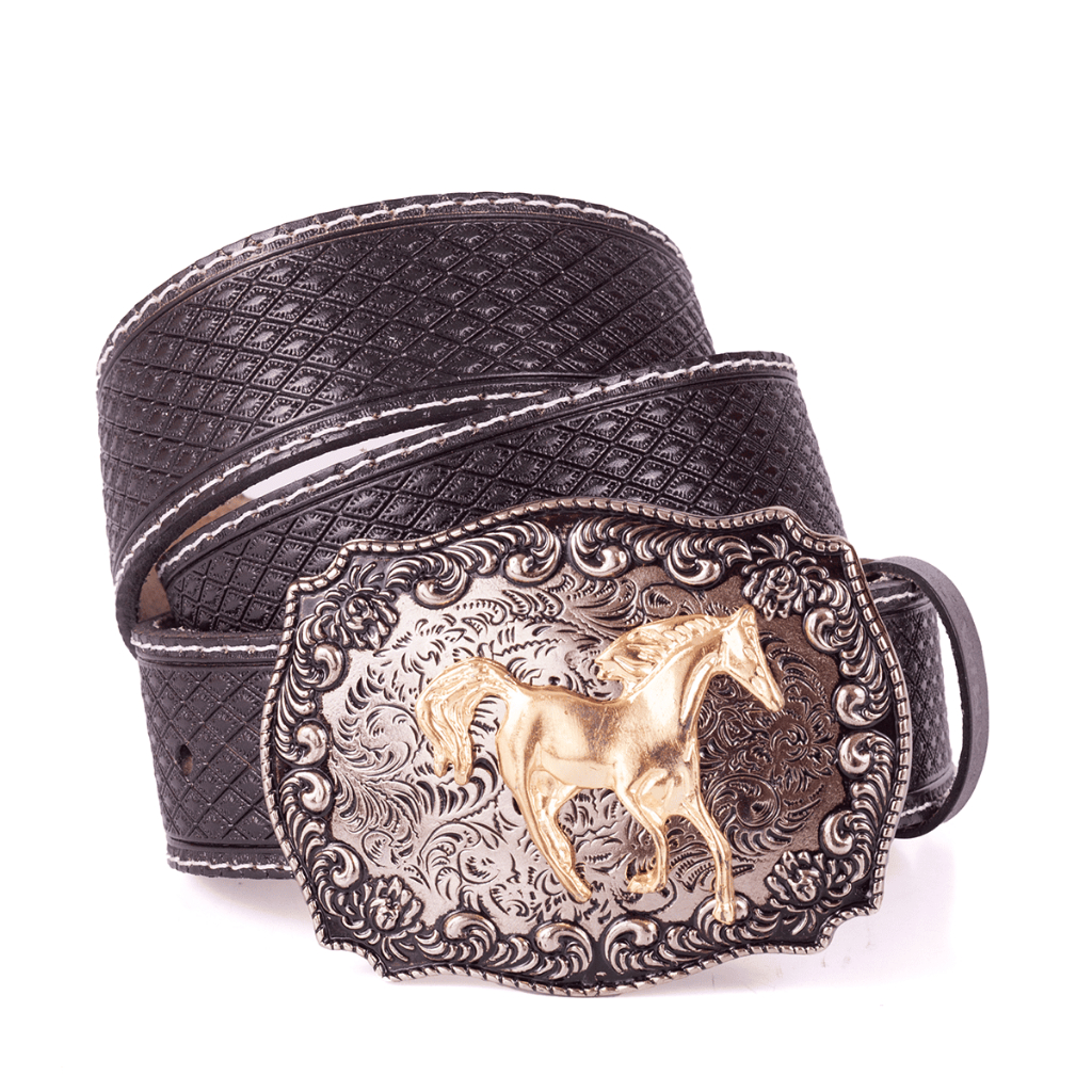 Cinto Country Sertanejo Artesanal Unissex Couro Legitimo Fivela Grande Cavalo