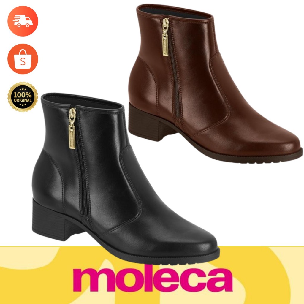 Bota Conforto Moleca Original Cano Baixo Feminina Salto Baixo Moda Inverno Outono 2026