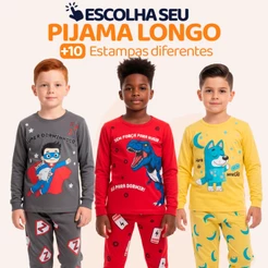 Pijama Infantil Menino Criança Manga Longa Blusa e Calça Roupa de Frio Inverno Masculino Estampados Agasalhos Kids l15