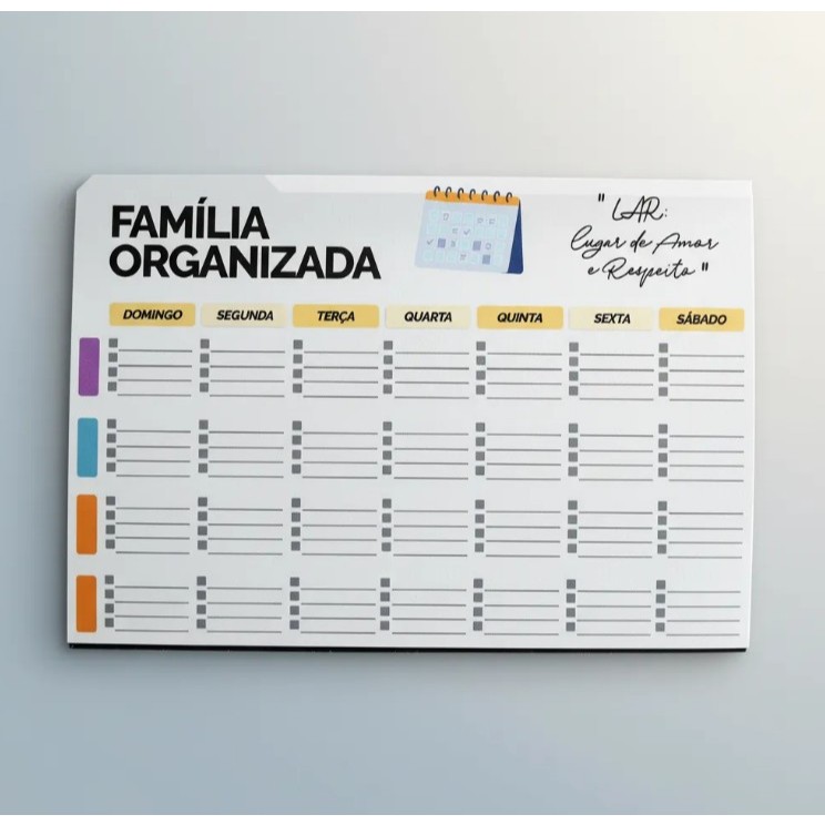 Planner Planejamento Magnetico Geladeira Familia Organizada