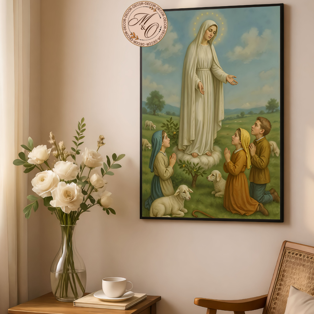 Quadro Religioso Decorativo Nossa Senhora Fátima Aparição Crianças Varios Tamanhos Modelos 1 Peça