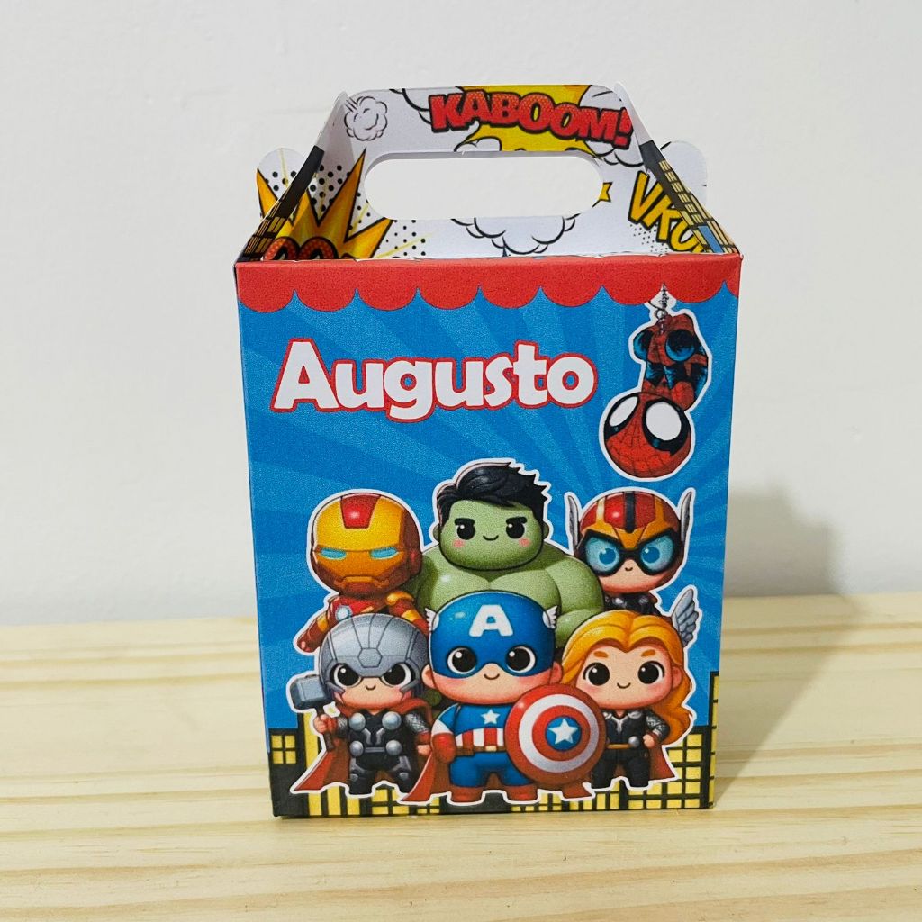 PEGUE E MONTE - SUPER HERÓIS BABY / VINGADORES BABY - MALETINHA Lembrancinha Aniversário Caixinha Personalizada